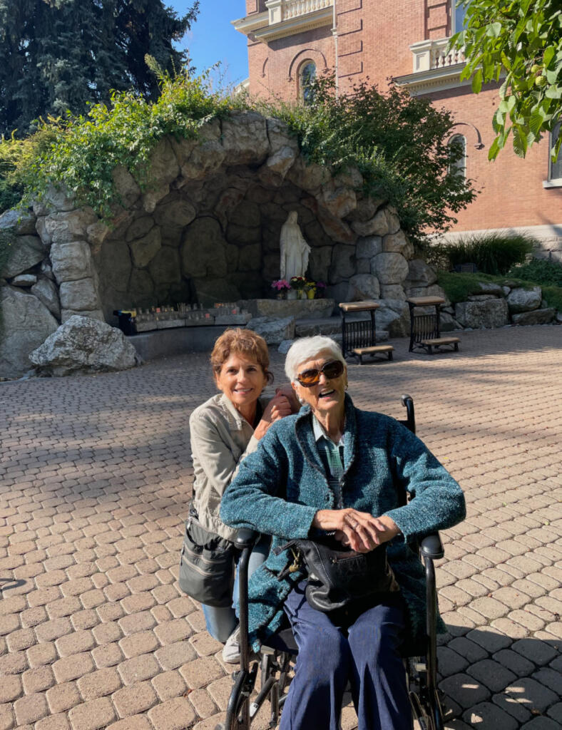 Lynne Lyne and her mother, Jacque, visit Lyne&rsquo;s son at Gonzaga University in Spokane. (Photo contributed by Lynne Lyne)