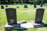 Headstones for two Native Americans buried at Fern Prairie Cemetery sit Monday at Fern Prairie Cemetery in Camas. Local historian Peri Muhich is leading the Two River Heritage Museum&rsquo;s first tour of the cemetery on Sunday. (Taylor Balkom/The Columbian)
