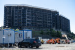 Construction continues Monday on the Ledges at Palisades  in east Vancouver. (Taylor Balkom/The Columbian)