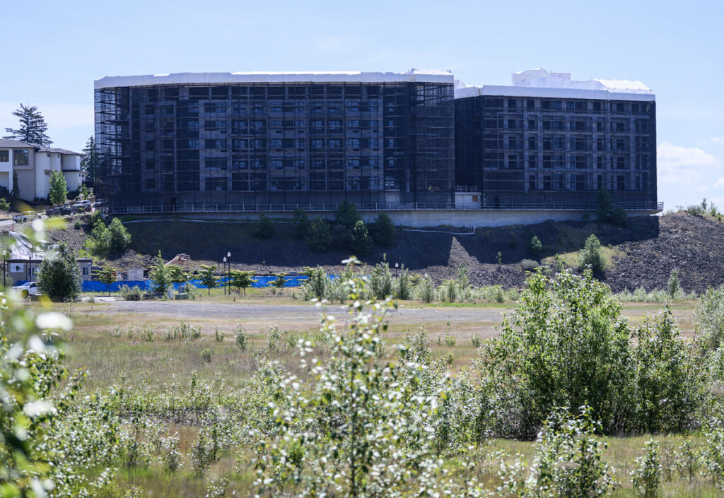 Vancouver-based Kirkland Development continues work on the 200,000-square-foot development that sits on the border of Camas and Vancouver. (Photos by Taylor Balkom/The Columbian)