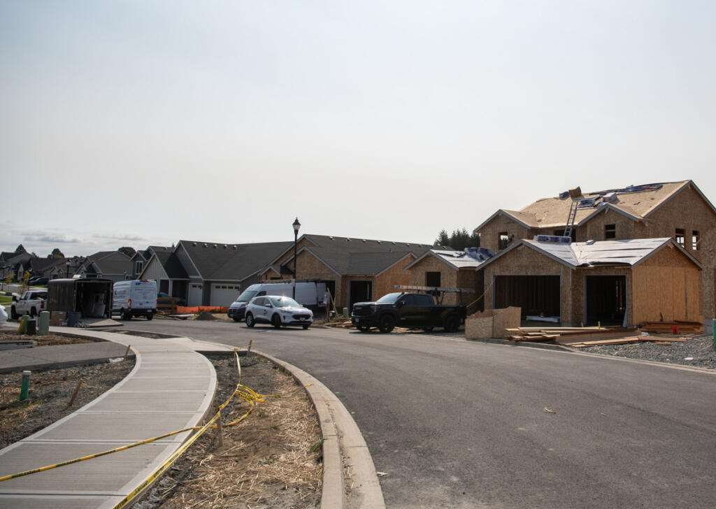 Houses rise at the edge of Ridgefield in 2025. The Clark County Council on Tuesday voted 3-2 to select one of three proposed land-use maps to guide the next 20 years of growth. (Taylor Balkom/The Columbian files)