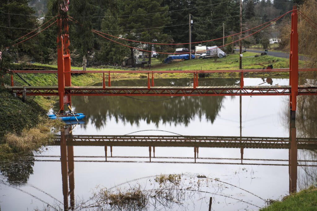 A Golden Gate Bridge replica is at the home of Denny Heasley. (The Columbian files)