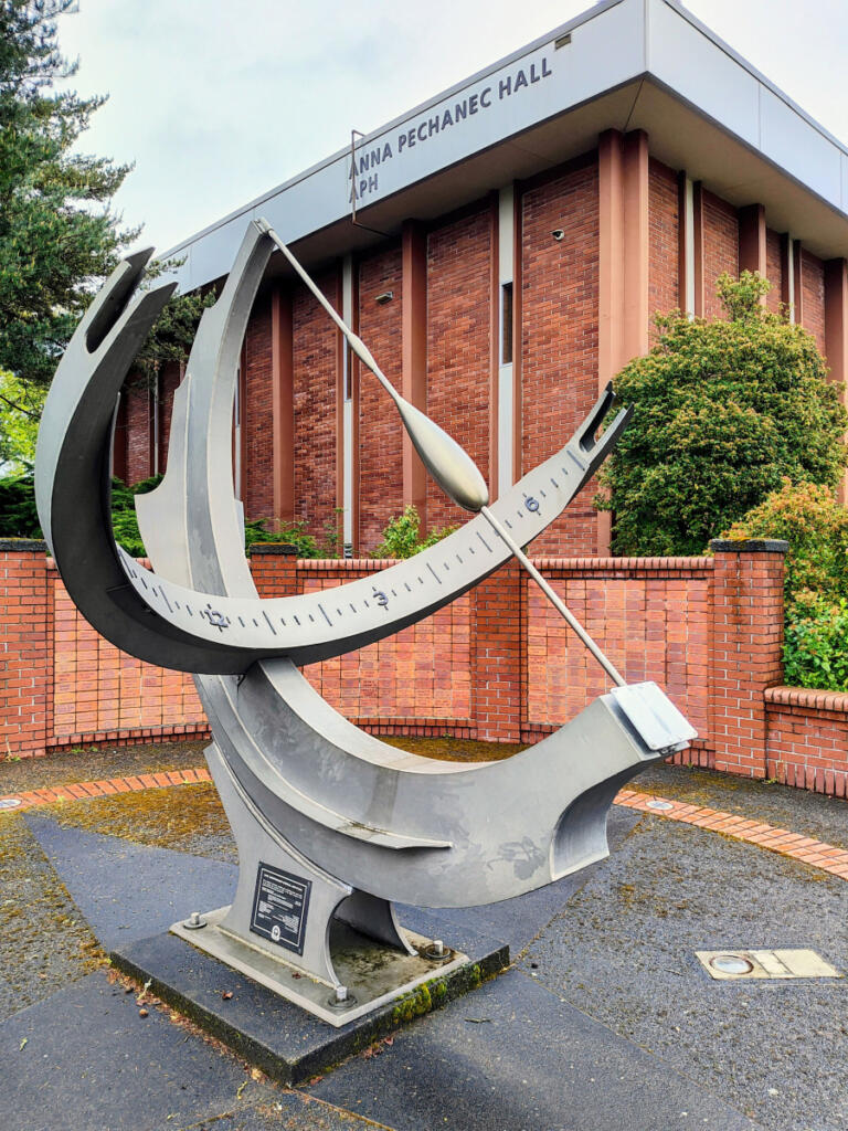 Clark College leaders commissioned the creation of a sundial to commemorate the college&rsquo;s 50th anniversary in 1984. (The Columbian files)