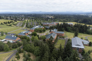 Overcast skies hang above Washington State University Vancouver on Tuesday. (Photos by Taylor Balkom/The Columbian)