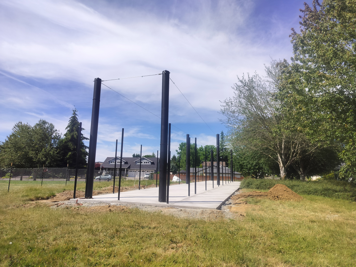 Clark County Parks and Nature is building a cricket practice pitch &mdash; a small, enclosed space &mdash; on the north end of Felida Community Park. (Scott Hewitt/The Columbian)