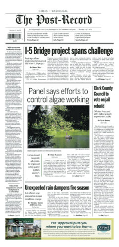 Thursday, July 9th, 2026 Camas-Washougal Post-Record newspaper front page