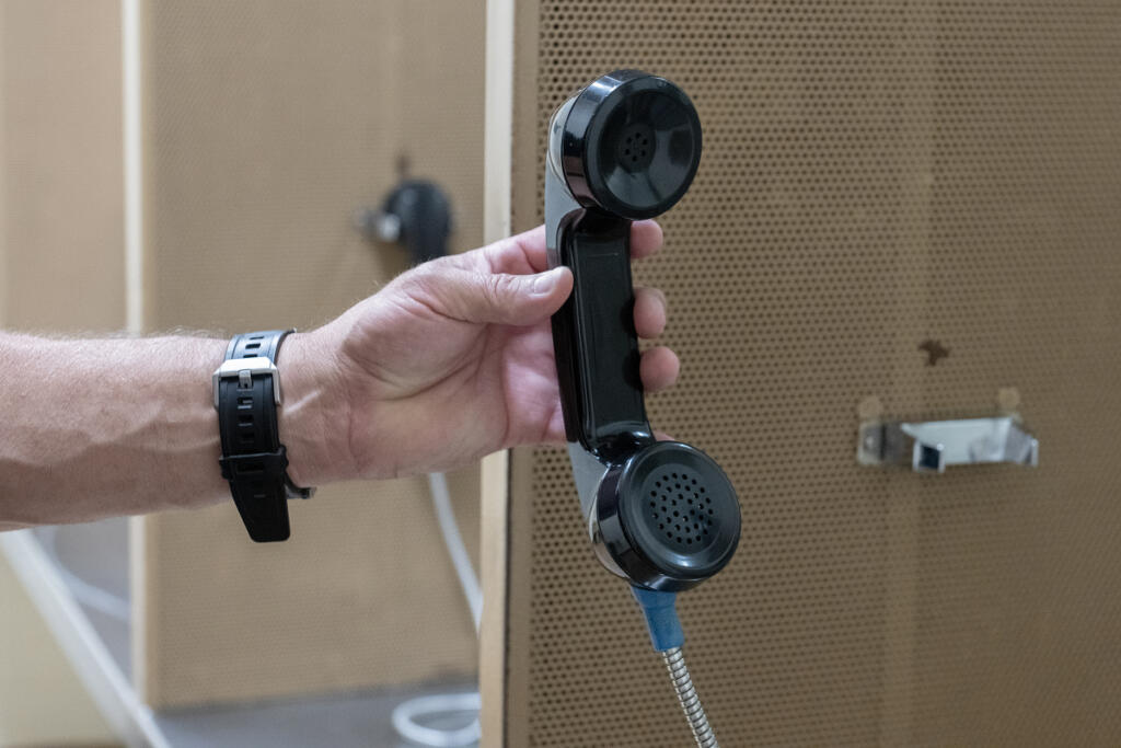 Telephones from a different era are seen in the Clark County Jail on Thursday morning. The county council is set to vote on July 21 to solidify the partial remodel of the jail, but the general voting public in Clark County doesn&rsquo;t know the status of the jail and is hesitant to support a new tax. (Amanda Cowan/The Columbian)