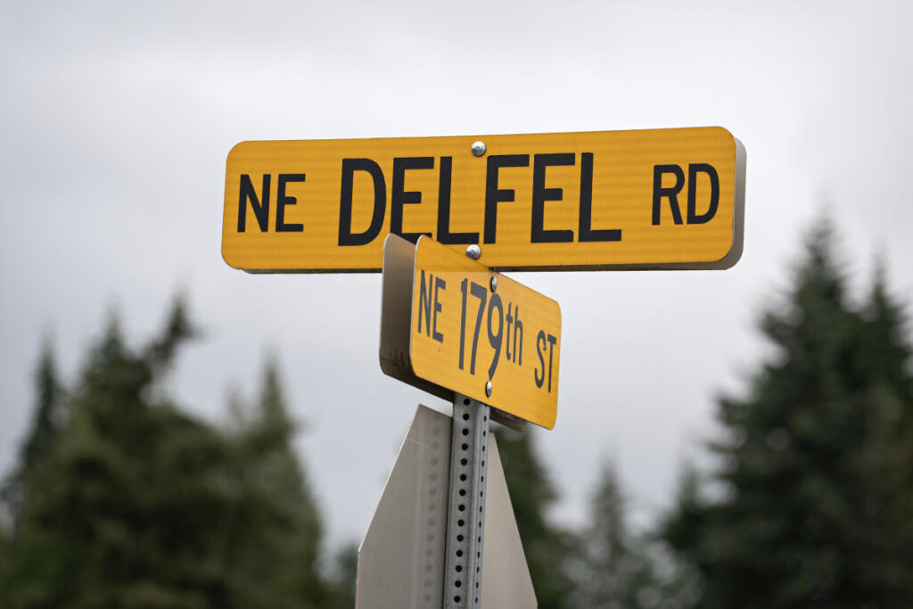 Street signs are pictured near Ridgefield on Wednesday afternoon.