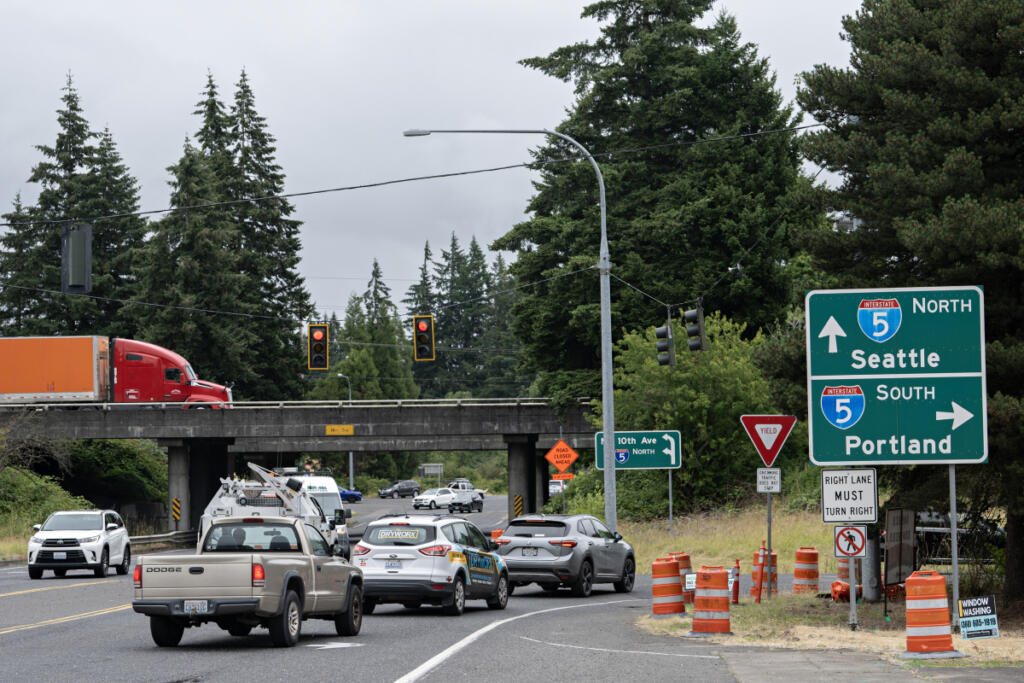 Motorists navigate traffic near Ridgefield on Wednesday afternoon. Clark County updated its transportation capital projects plan as part of the comprehensive plan update and many are along the intersections around 179th Street, Interstate 5 and Delfel Road. (Amanda Cowan/The Columbian)