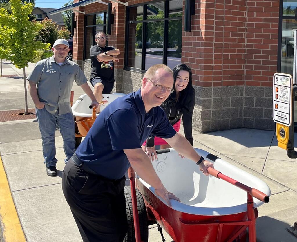 The heavy iron bathtubs for the Bathtub Races are stored in a storage facility but must be pushed and pulled across town before each year&rsquo;s Camas Days festival. (Camas-Washougal Chamber of Commerce)