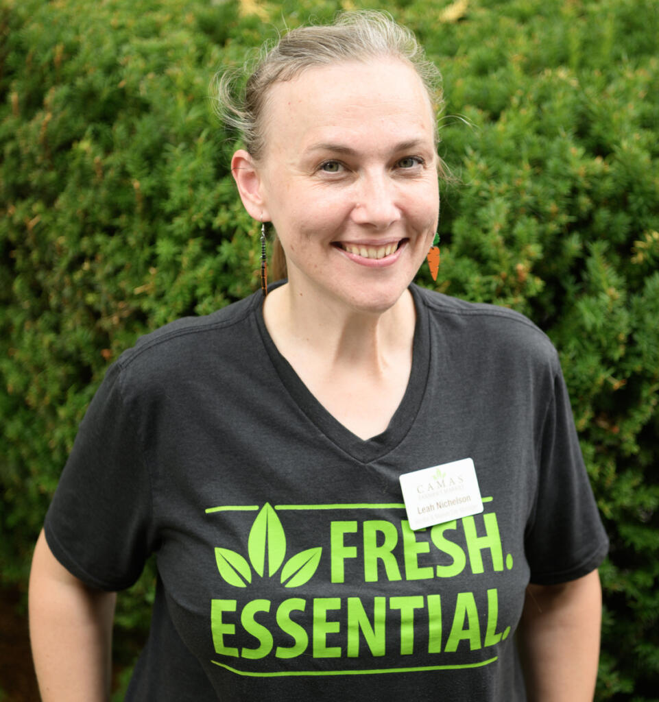 Camas Farmers Market manager Leah Nichelson stands for a portrait Wednesday at the Camas Farmers Market. Nichelson will become the new Downtown Camas Association executive director after current director Carrie Schulstad steps down later this year. (Taylor Balkom/The Columbian)