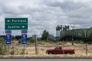 As the Interstate Bridge Replacement Program moves forward, the project will support thousands of jobs locally &mdash; and not just in construction. The project will replace the century-old I-5 Bridge, as seen from Portland on Friday morning. (Amanda Cowan/The Columbian)