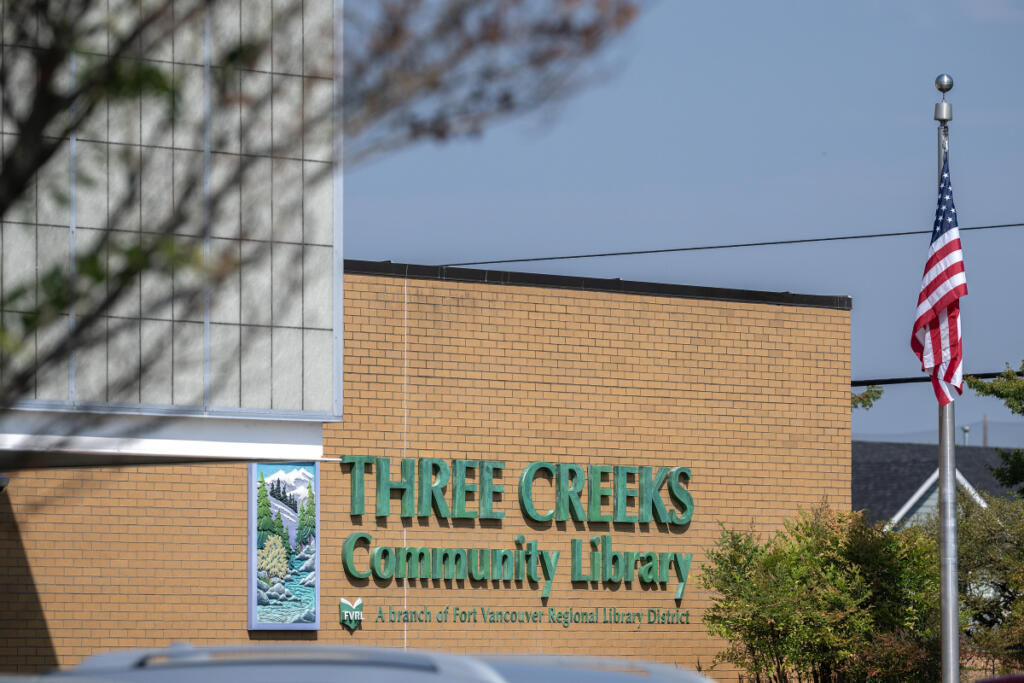 Three Creeks Community Library is pictured in Salmon Creek on Tuesday morning. (Amanda Cowan/The Columbian)