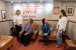 YWCA&rsquo;s Domestic Violence High Risk Team volunteer Pamela Paulsen, from left, joins Domestic Violence High Risk Team specialist Malerie Paynter, and fellow volunteers Kristi Hafdahl and Jade Embry as they take a break May 28. Funding for the YWCA&rsquo;s Domestic Violence High Risk Team is in jeopardy. (Amanda Cowan/The Columbian files)