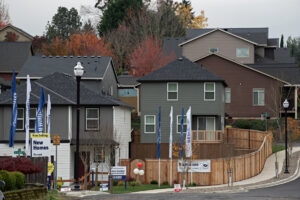 New homes in Fircrest Meadows in Vancouver in November. A report from Brookings shows about 42 percent of middle-income Vancouver-Portland residents cannot afford basic necessities. (Amanda Cowan/ The Columbian files)
