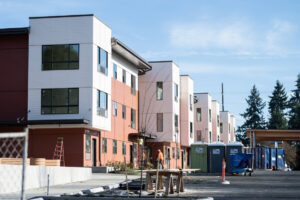 Construction continues Nov. 19, 2025, at Felida Park Senior Housing in Felida, since completed. Changes to Clark County&rsquo;s development code would make it so that no parking spaces are required at senior living developments. (Taylor Balkom/The Columbian files)