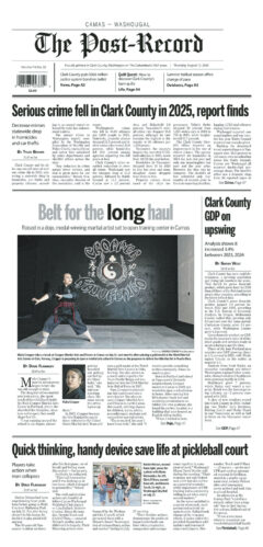 Thursday, Aug. 13th, 2026 Camas-Washougal Post-Record newspaper front page
