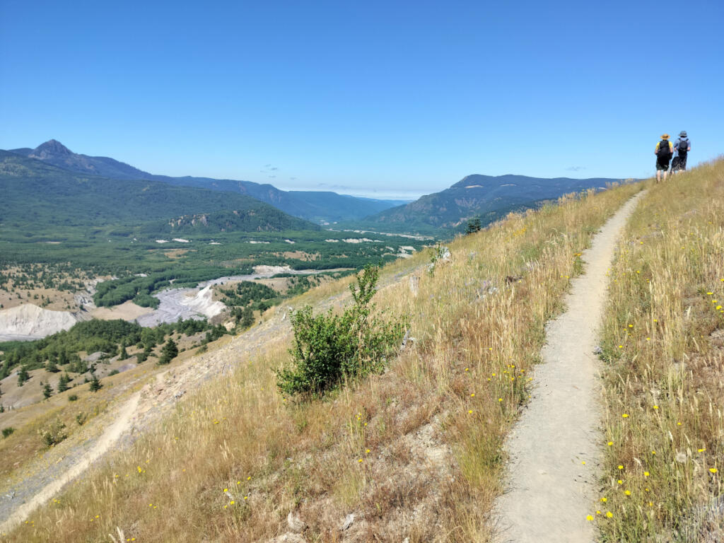 George and Emmet Fornes take in a huge view of the Toutle River Valley on their way up to the Johnston Ridge Observatory. (Photos by Scott Hewitt/The Columbian)