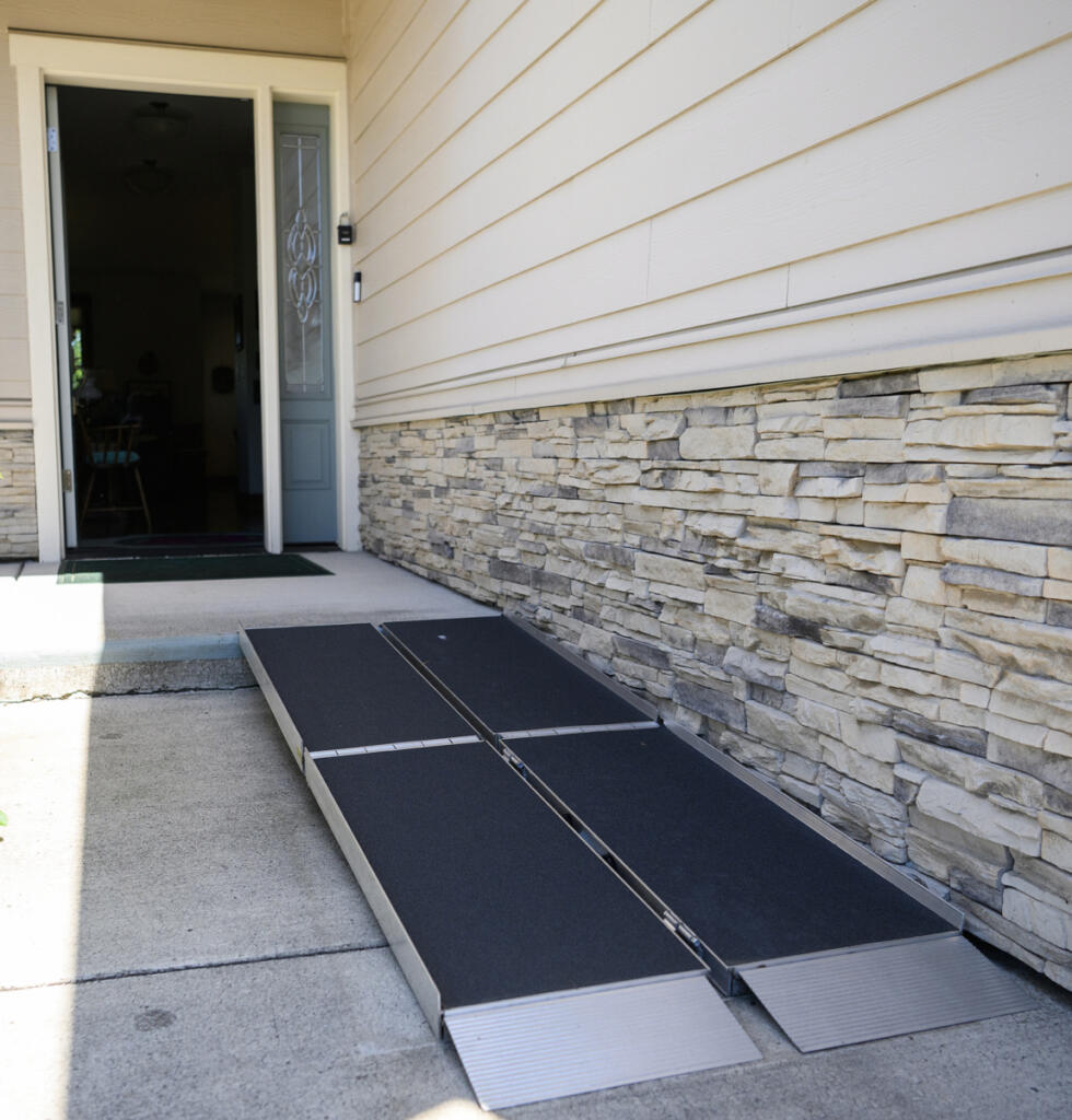 A ramp leads to the front door of Betty Tribe&rsquo;s home in Ridgefield, as seen July 30. (Taylor Balkom/The Columbian)