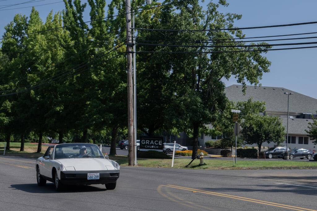 A motorist passes by Grace Church, which shares space with Agape Christian Academy, in Camas on Tuesday morning. Agape Christian Academy, a private K-12 school, is shuttering its high school program, citing a lack of demand. (Amanda Cowan/The Columbian)