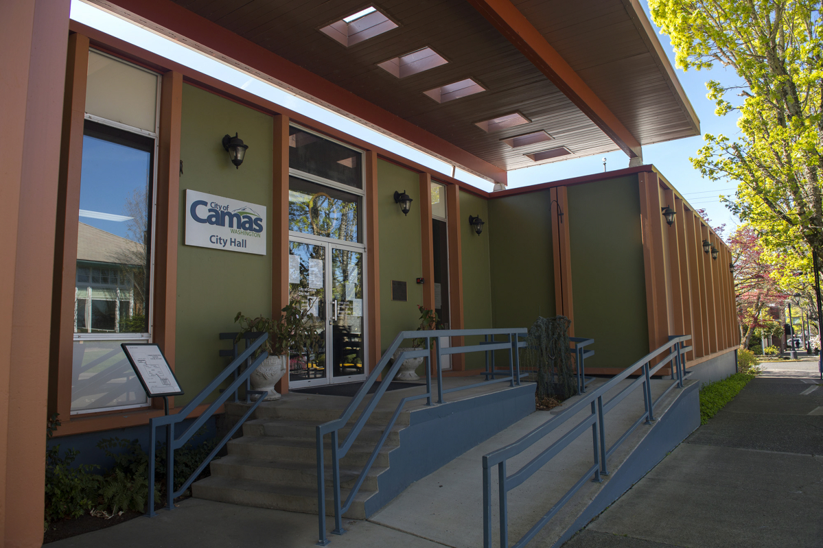 Camas City Hall is pictured April 14, 2020. The city is preparing to ask voters if it should change its form of government. (Amanda Cowan/The Columbian files)