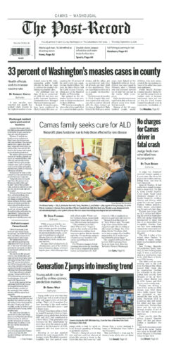 Thursday, Sep. 3rd, 2026 Camas-Washougal Post-Record newspaper front page