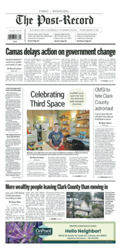 Thursday, Sep. 24th, 2026 Camas-Washougal Post-Record newspaper front page