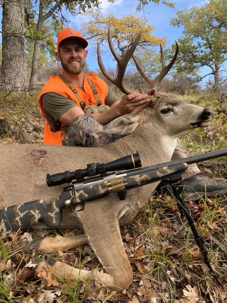 Wade Ramsey with a quality buck taken in the West Klickitat Unit. Hunters who gain access to private lands, and scout frequently, increase their odds of taking deer in the Region 5 eastside units. (Photo courtesy Buzz Ramsey)