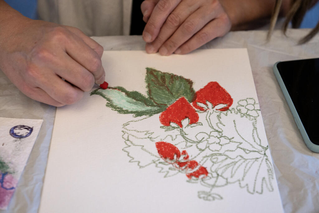 Participants in a monthly art meetup for adults called Memory Garden let their creativity grow wild Sept. 1 at Camas Community Center. (Amanda Cowan/The Columbian)