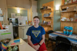 Niko Blank, a Camas High School senior, takes a break at LiveWell Camas&rsquo; Third Space on Wednesday afternoon. The area will give local young people a place to gather and connect outside of home or school. (Amanda Cowan/The Columbian)