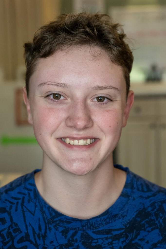 Niko Blank, a Camas High School senior, takes a break at LiveWell Camas&rsquo; Third Space on Wednesday afternoon. The area will give local young people a place to gather and connect outside of home or school. (Amanda Cowan/The Columbian)