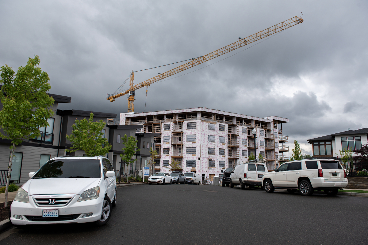 Work is underway on Kirkland Development&rsquo;s Ledges at Palisades project in east Vancouver, as seen in 2025. Some renters in Clark County are spending more each month on rent than they would in Seattle. (Amanda Cowan/The Columbian files)