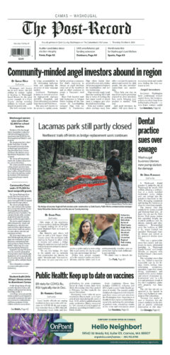 Thursday, Oct. 8th, 2026 Camas-Washougal Post-Record newspaper front page