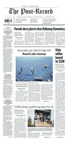 Thursday, Oct. 15th, 2026 Camas-Washougal Post-Record newspaper front page