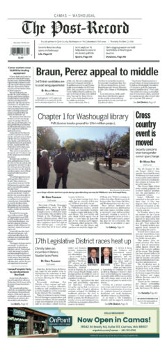 Thursday, Oct. 22nd, 2026 Camas-Washougal Post-Record newspaper front page