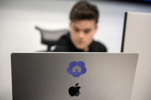 Nick DeGroot works at his desk at AI homebuilding company Digs in downtown Vancouver on Jan. 30, 2024. The company, which recently received $25.3 million in Series A funding, is one of several local startups that&rsquo;s benefited from venture capital in recent years. (Amanda Cowan/The Columbian files)