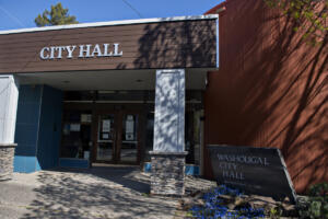 Washougal City Hall is pictured Tuesday morning, April 14, 2020. (Amanda Cowan/The Columbian files)