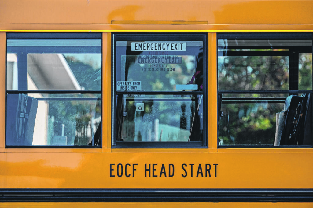 A bus for the Battle Ground Early Learning Center is pictured on Monday morning.