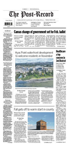 Thursday, Oct. 29, 2026 Camas-Washougal Post-Record newspaper front page